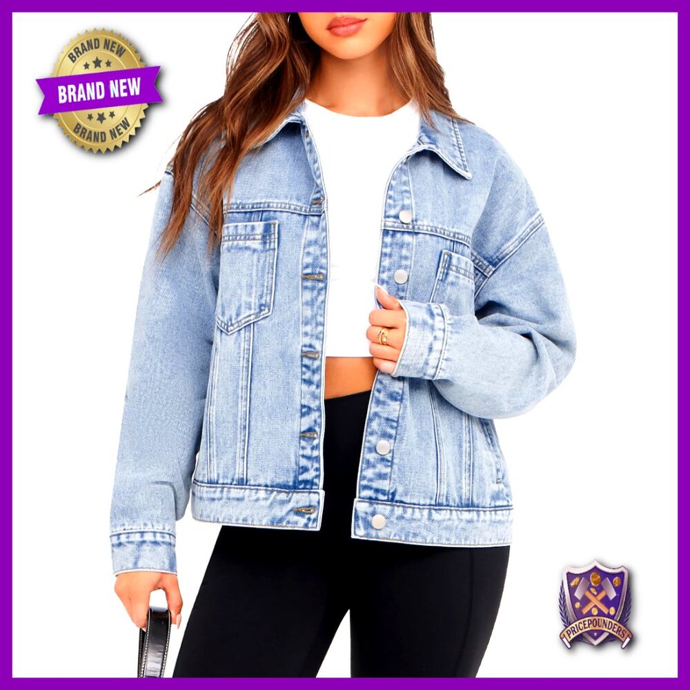Oversized Denim Jacket Vintage Y2k Retro Button Down Casual Fall Coat